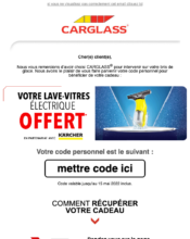 e-mailing - Marketing Acquisition - Gratuit - Cadeau - Carglass - 04/2022