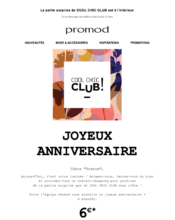 e-mailing - Marketing relationnel - Anniversaire / Fête contact - Promod - 04/2022