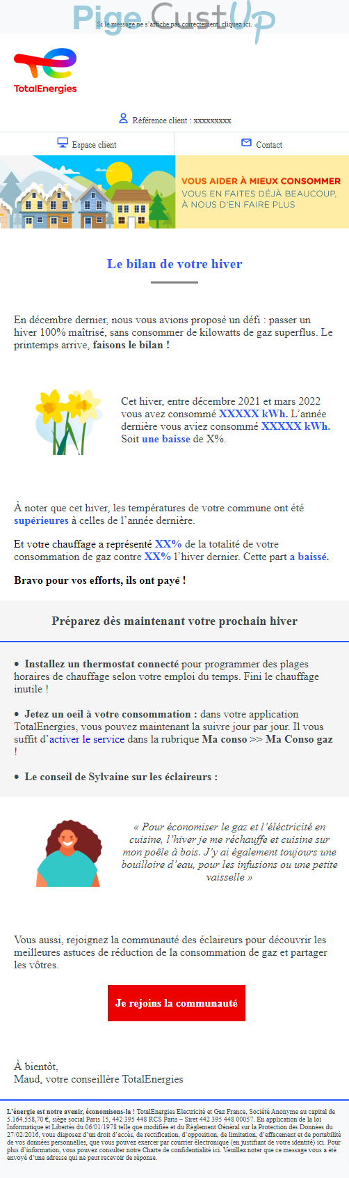 Exemple de Type de media  e-mailing - Total Direct Energie - Marketing relationnel - Newsletter