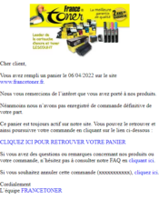 e-mailing - Marketing Acquisition - Panier abandonné - France Toner - 04/2022