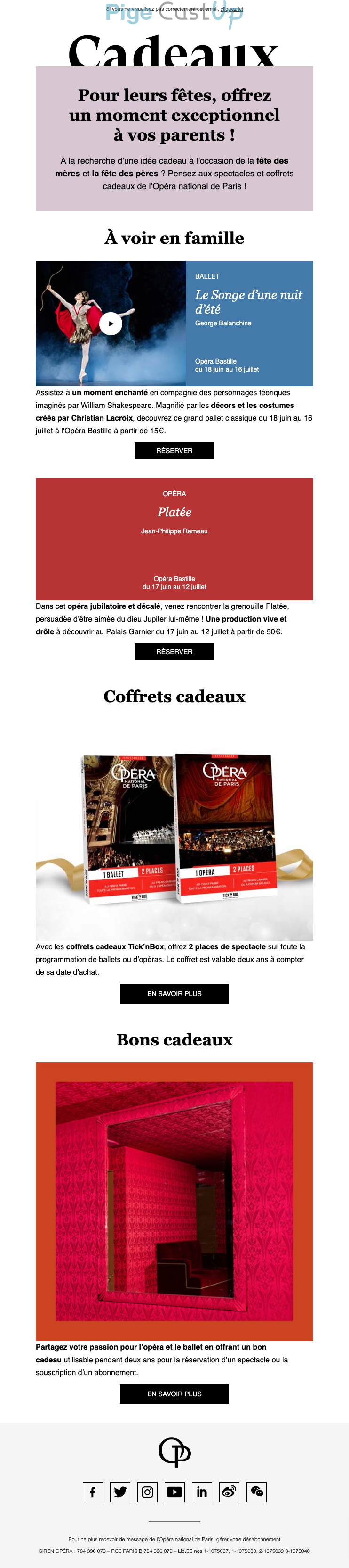 Exemple de Type de media  e-mailing - Opéra de Paris - Marketing relationnel - Calendaire (Noël, St valentin, Vœux, …)