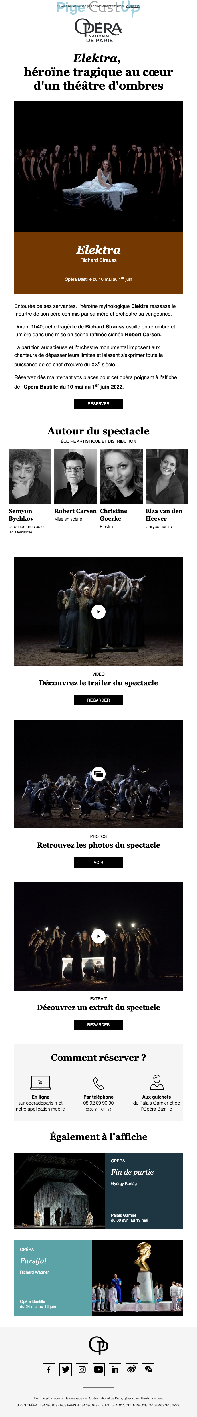 Exemple de Type de media  e-mailing - Opéra de Paris - Marketing relationnel - Newsletter