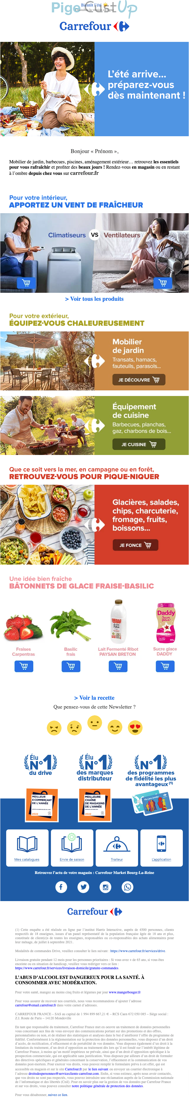 Exemple de Type de media  e-mailing - Carrefour - Marketing relationnel - Newsletter