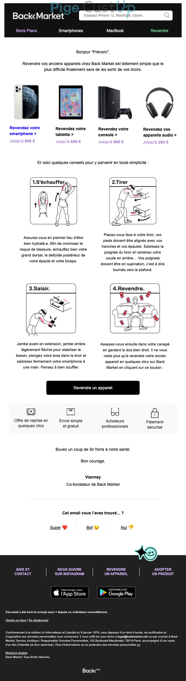 Exemple de Type de media  e-mailing - Back Market - Marketing relationnel - Newsletter