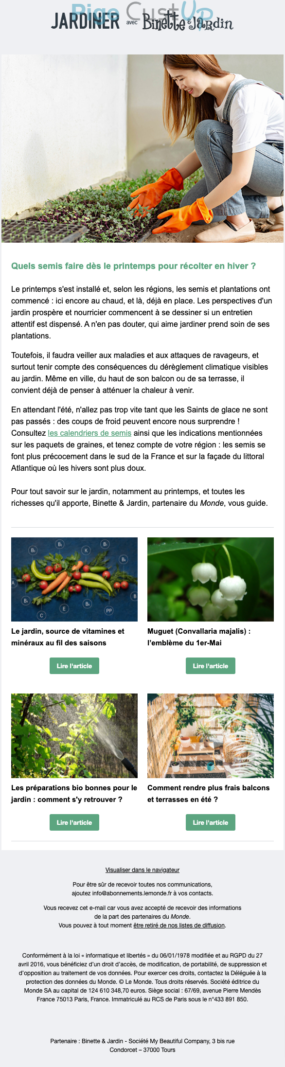 Exemple de Type de media   - Le Monde.fr - Marketing relationnel - Newsletter