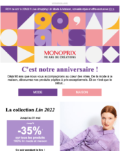e-mailing - Marketing marque - Anniversaire marque - Monoprix - 05/2022