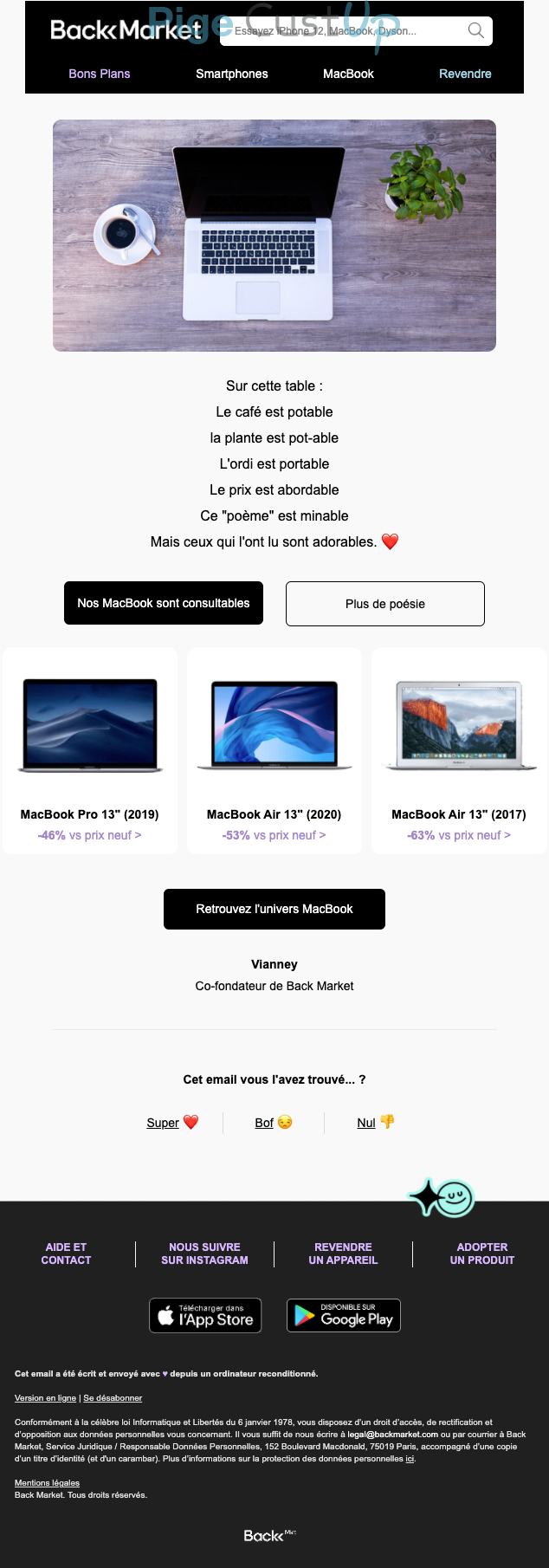 Exemple de Type de media  e-mailing - Back Market - Marketing relationnel - Newsletter