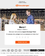 e-mailing - Enquêtes Clients - NPS / Avis clients - Boulanger - 05/2022