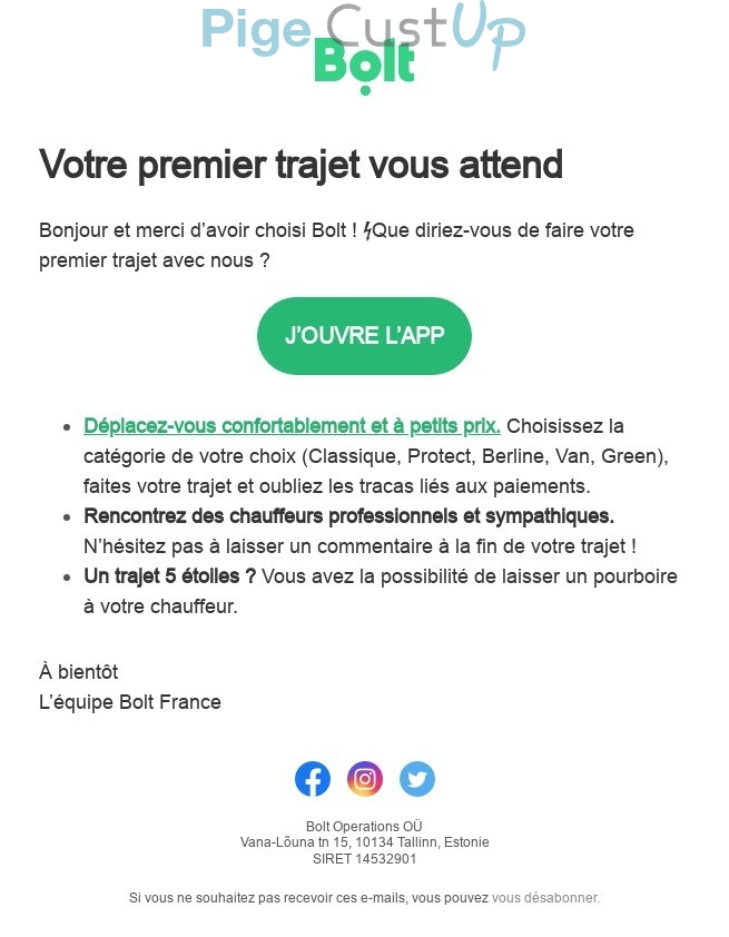 Exemple de Type de media  e-mailing - Bolt - Marketing relationnel - Bienvenue - Welcome