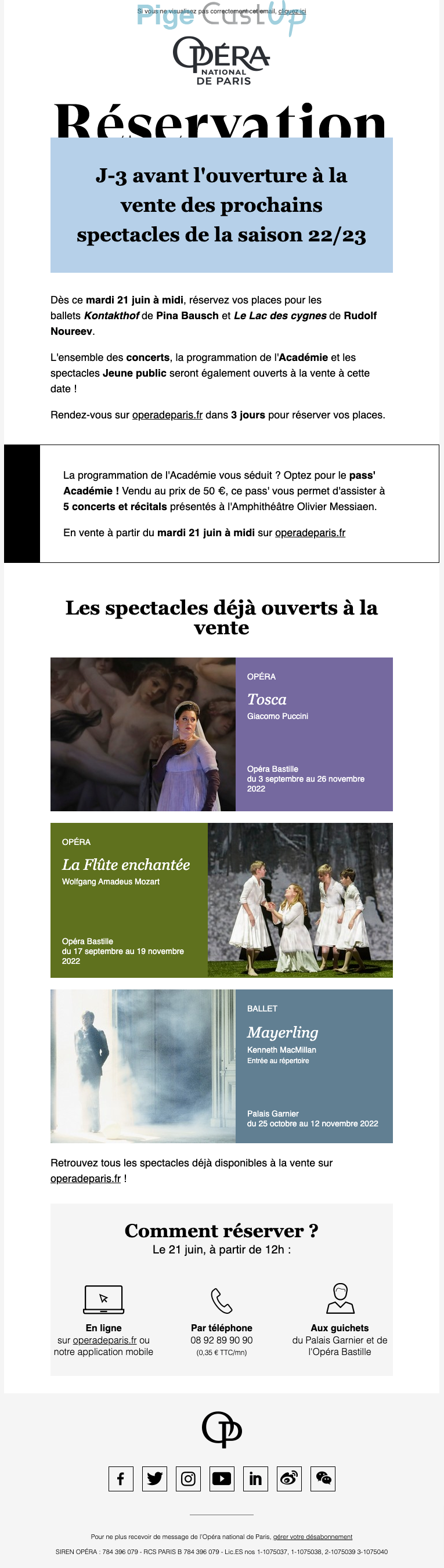 Exemple de Type de media  e-mailing - Opéra de Paris - Marketing relationnel - Newsletter