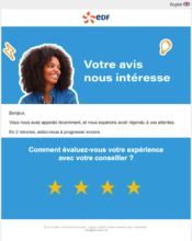 e-mailing - Enquêtes Clients - NPS / Avis clients - EDF - 06/2022