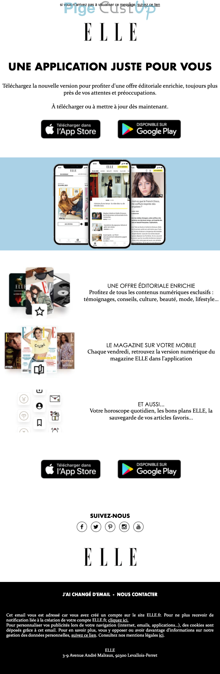 Exemple de Type de media  e-mailing - Elle - Marketing marque - Communication Services - Nouveaux Services