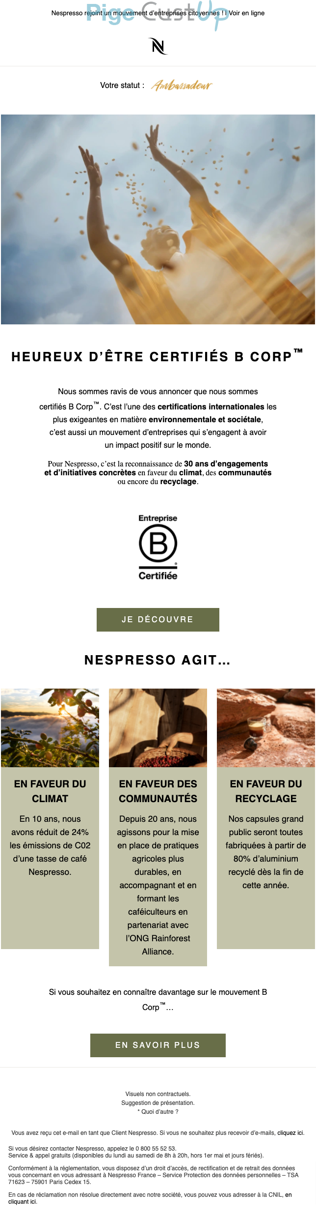 Exemple de Type de media  e-mailing - Nespresso - Marketing marque - Nom de marque
