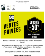 e-mailing - Marketing Acquisition - Ventes privées - Go Sport - 06/2022