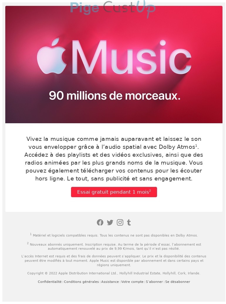 Exemple de Type de media  e-mailing - Apple.com - Marketing Acquisition - Acquisition abonnements