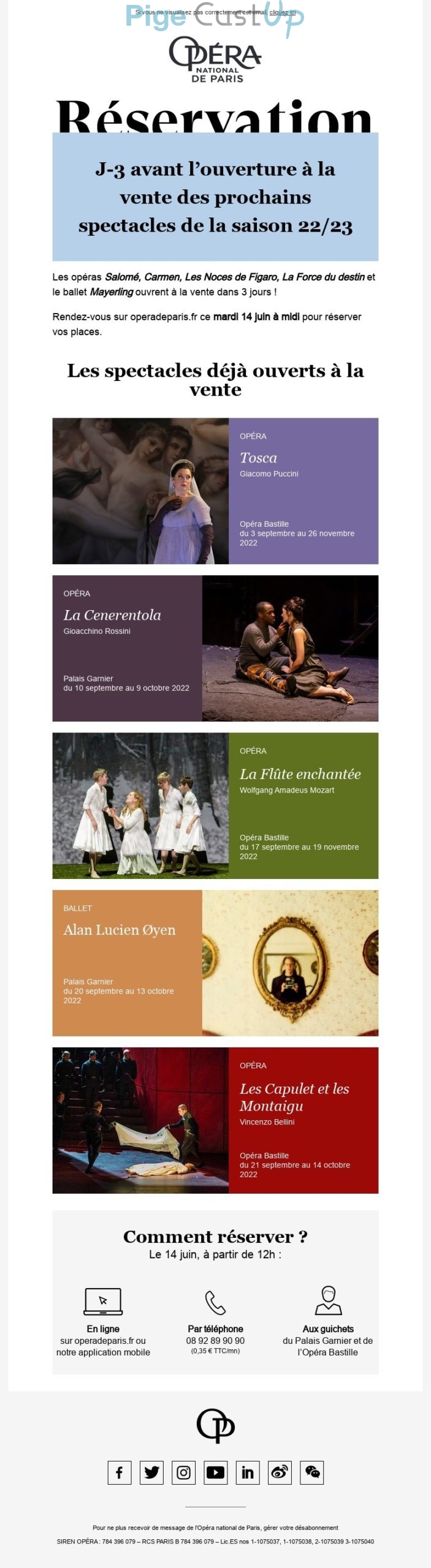 Exemple de Type de media  e-mailing - Opéra de Paris - Marketing relationnel - Newsletter