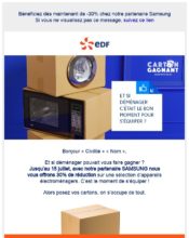 e-mailing - Marketing marque - Communication Services - Nouveaux Services - Marketing Acquisition - Ventes flash, soldes, demarque, promo, réduction - EDF - 06/2022