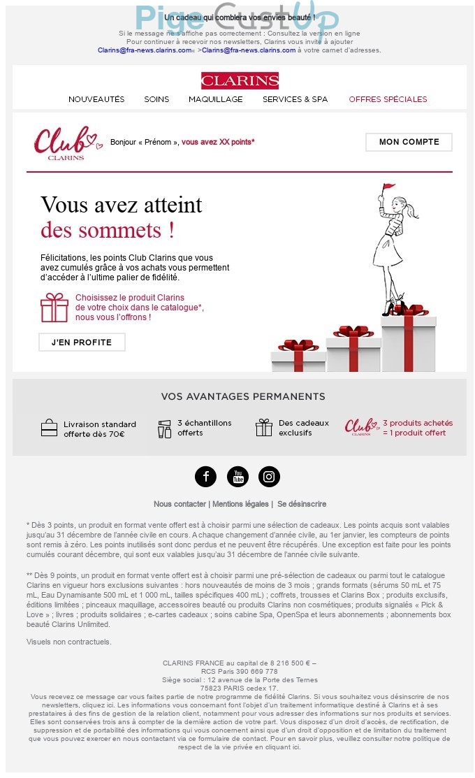 Clarins - Exemple de e-mailing - 06/2022 | 23402 | Benchmark | CustUp