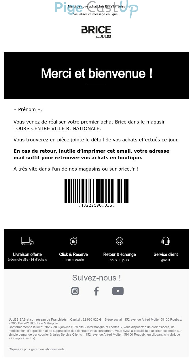 Exemple de Type de media  e-mailing - Brice - Transactionnels - Mise à disposition facture