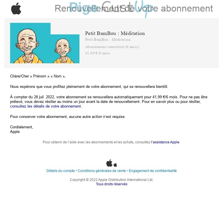 Exemple de Type de media  e-mailing - Apple.com - Marketing fidélisation - Renouvellement abonnement