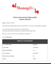 e-mailing - Marketing fidélisation - Renouvellement abonnement - Monoprix - 07/2022