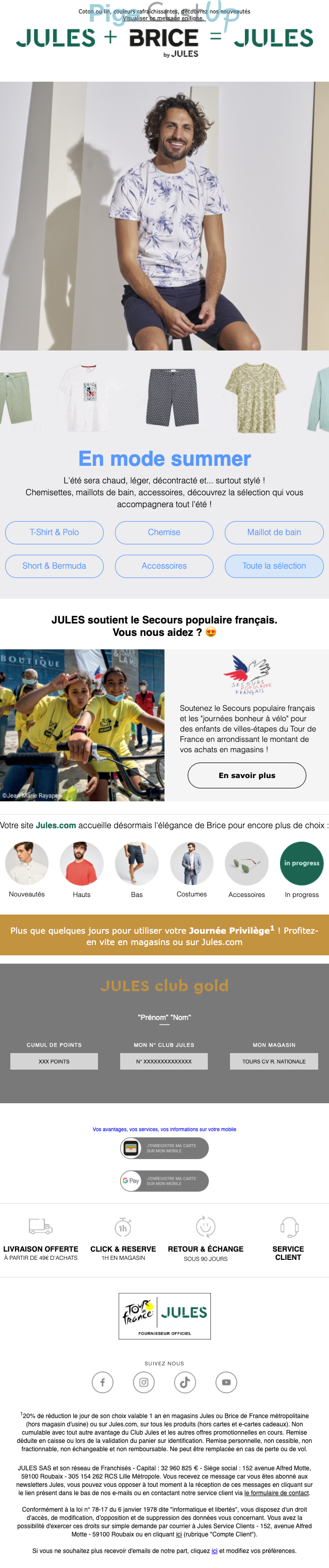 Exemple de Type de media  e-mailing - Jules - Marketing marque - Institutionnel