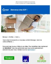 e-mailing - Energie - EDF - B2C - Marketing relationnel - Bienvenue - Welcome - Transactionnels - Finalisation ouverture de compte/inscription - Marketing fidélisation - Up sell - cross sell - 06/2020