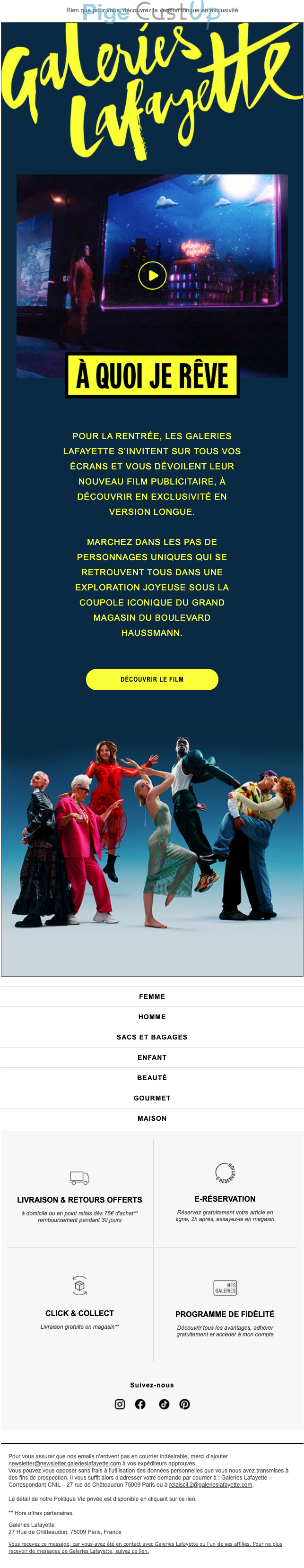 Exemple de Type de media  e-mailing - Galeries Lafayette - Marketing relationnel - Newsletter