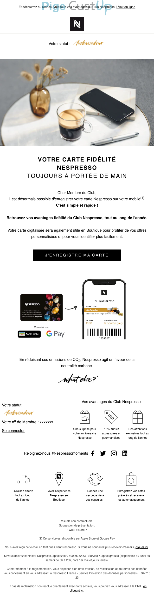 Exemple de Type de media  e-mailing - Nespresso - Marketing marque - Nouveau canal