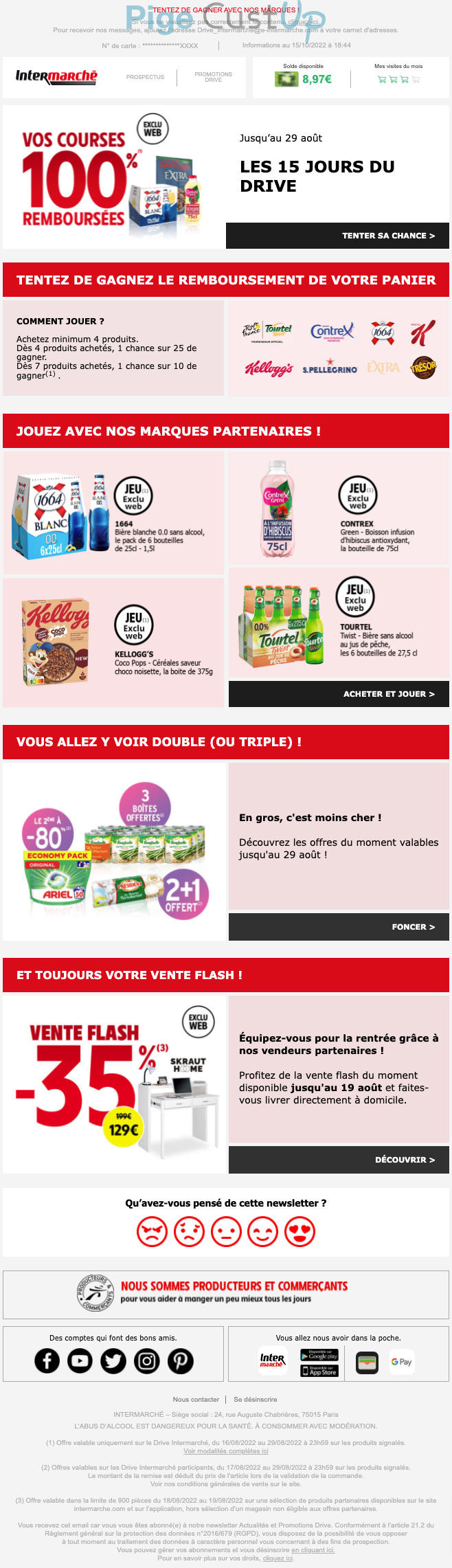 Exemple de Type de media  e-mailing - Intermarché - Transactionnels - Cashback