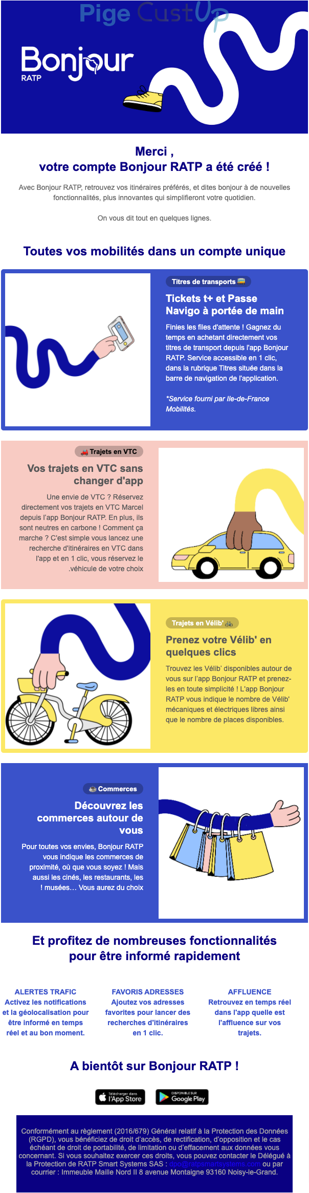 Exemple de Type de media  e-mailing - RATP - Marketing relationnel - Bienvenue - Welcome - Transactionnels - Confirmation Ouverture de compte