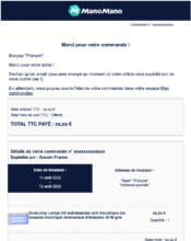 e-mailing - Transactionnels - Confirmation de commande - ManoMano - 08/2022