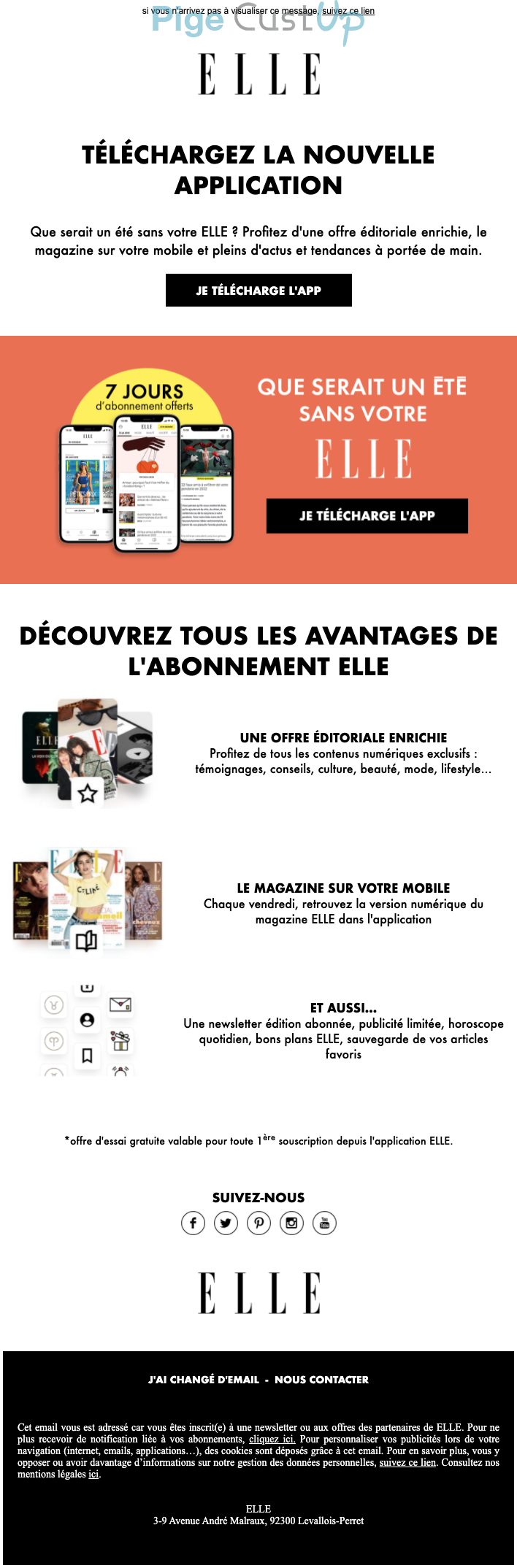 Exemple de Type de media  e-mailing - Elle - Marketing marque - Nouveau canal