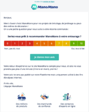 e-mailing - Enquêtes Clients - NPS / Avis clients - ManoMano - 08/2022