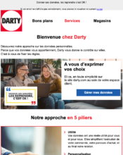 e-mailing - Marketing relationnel - Bienvenue - Welcome - Newsletter - Darty - 07/2022