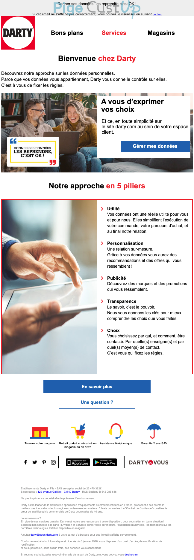 Exemple de Type de media  e-mailing - Darty - Marketing relationnel - Bienvenue - Welcome - Newsletter