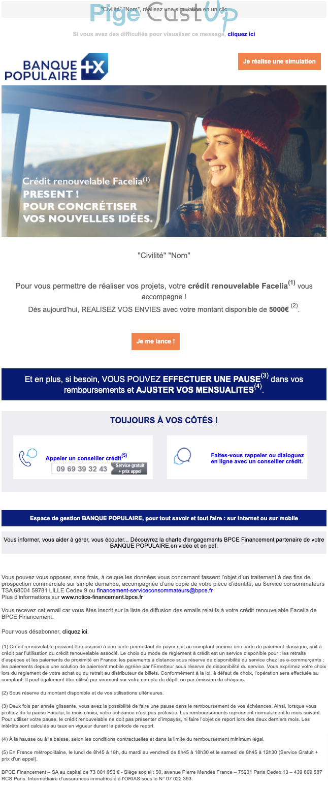 Exemple de Type de media  e-mailing - Banque Populaire - Marketing relationnel - Newsletter