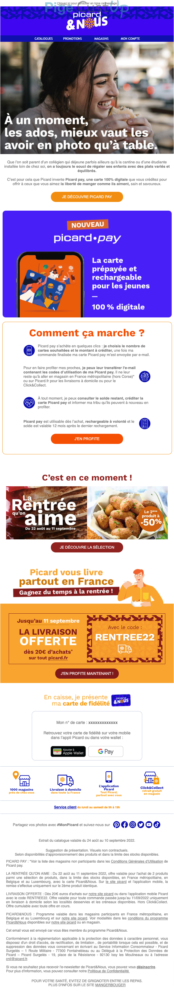 Exemple de Type de media  e-mailing - Picard - Marketing relationnel - Application mobile