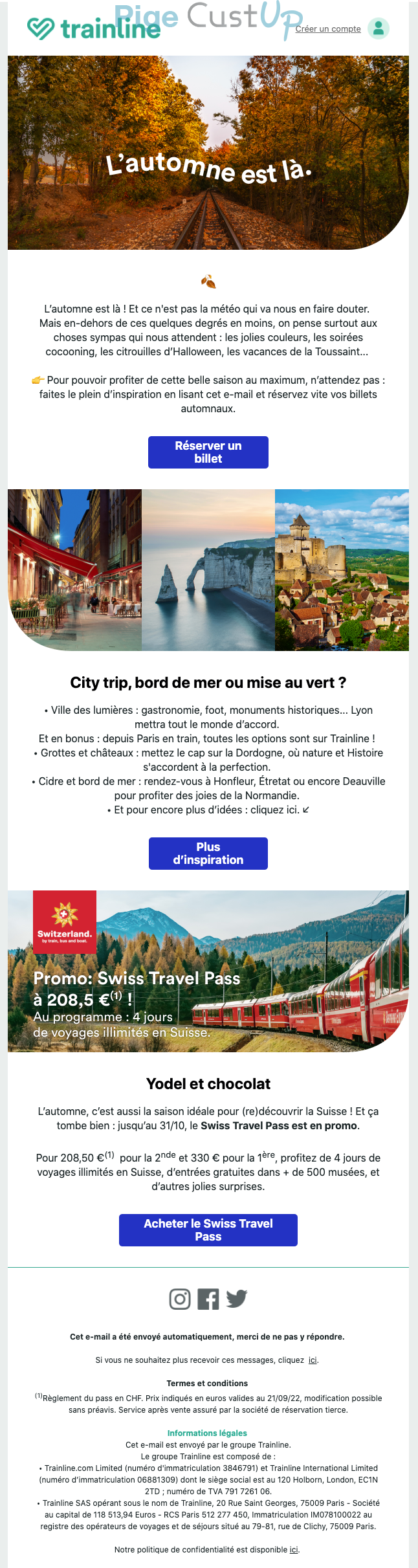 Exemple de Type de media  e-mailing - Trainline - Marketing relationnel - Newsletter