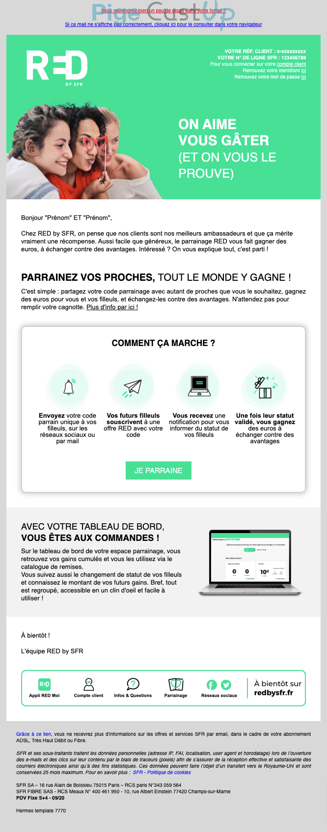 Exemple de Type de media  e-mailing - RED by SFR - Marketing Acquisition - Parrainage