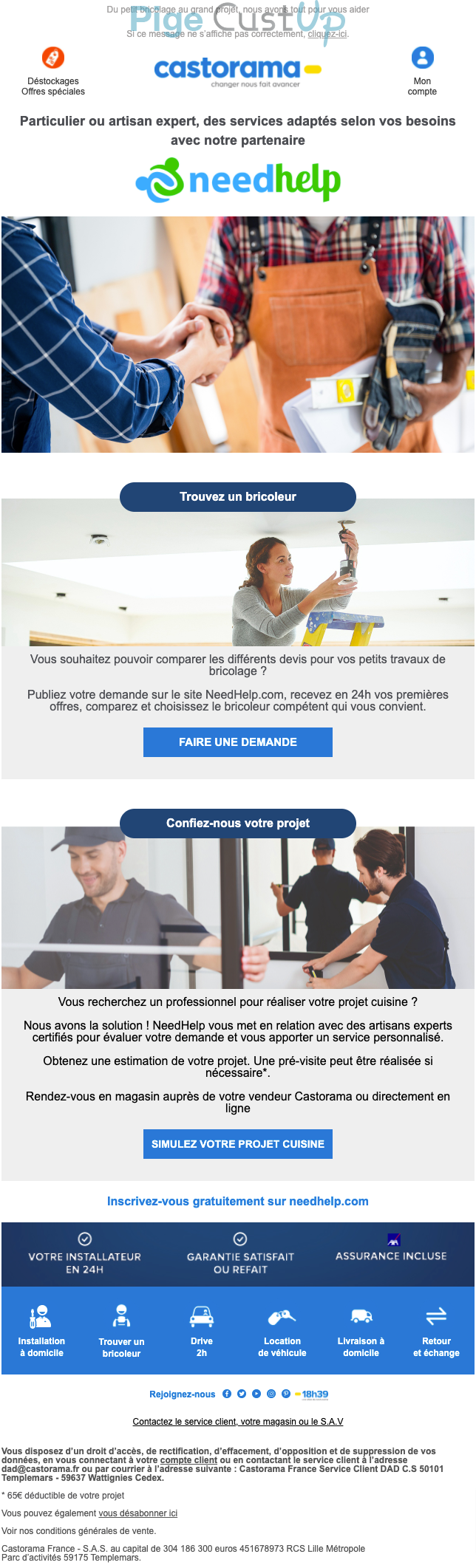 Exemple de Type de media  e-mailing - Castorama - Marketing marque - Communication Services - Nouveaux Services