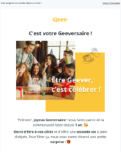 e-mailing - Marketing relationnel - Anniversaire achat - Geev - 09/2022