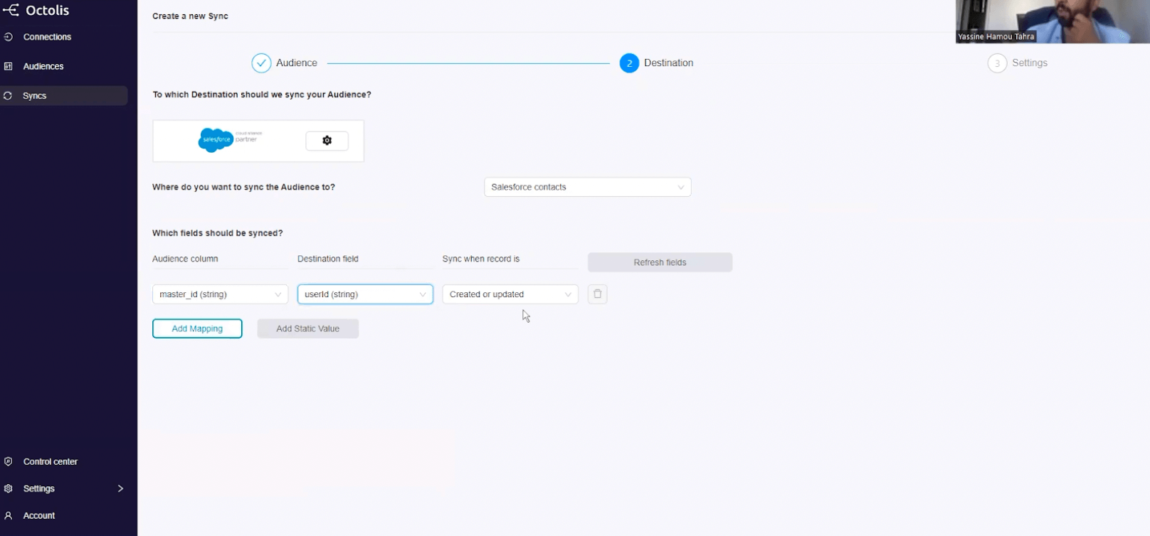 panorama benchmark cdp octolis synchronisation destinations configuration