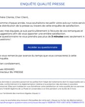 e-mailing - Enquêtes Clients - NPS / Avis clients - La Poste - 10/2022