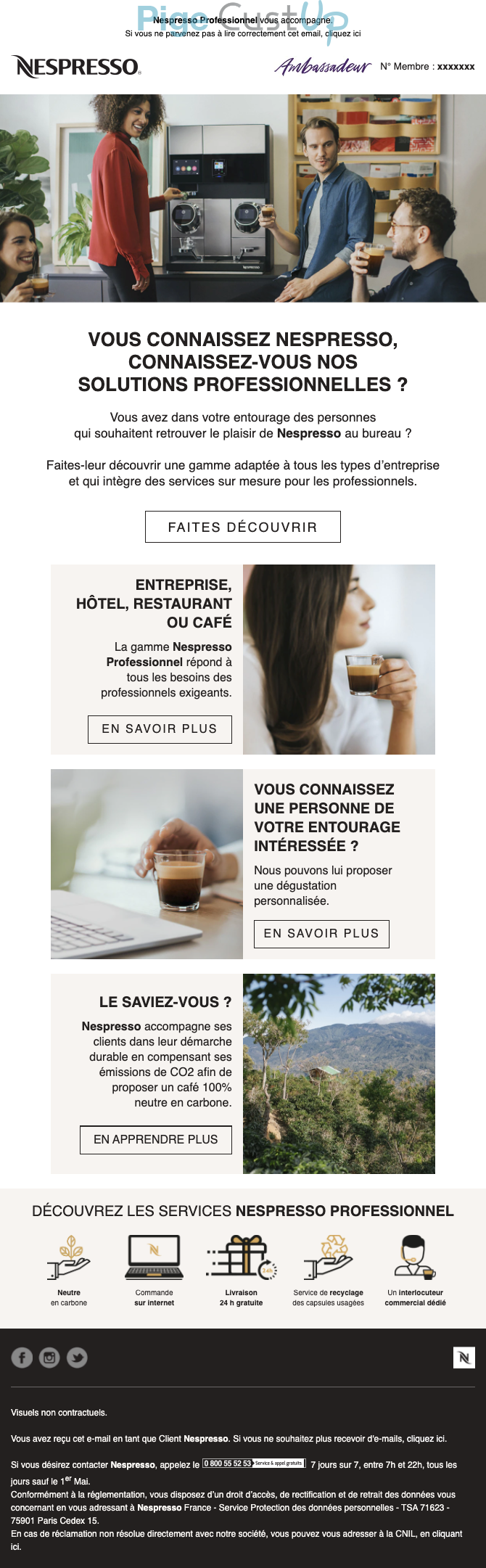 Exemple de Type de media  e-mailing - Nespresso - Marketing Acquisition - Parrainage