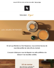 e-mailing - Marketing fidélisation - Incitation au réachat - Points et statut - Recompenses - Nespresso - 07/2022