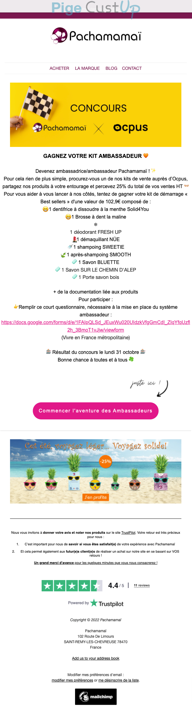 Exemple de Type de media  e-mailing - Pachamamaï - Marketing fidélisation - Testeurs / Ambassadeurs