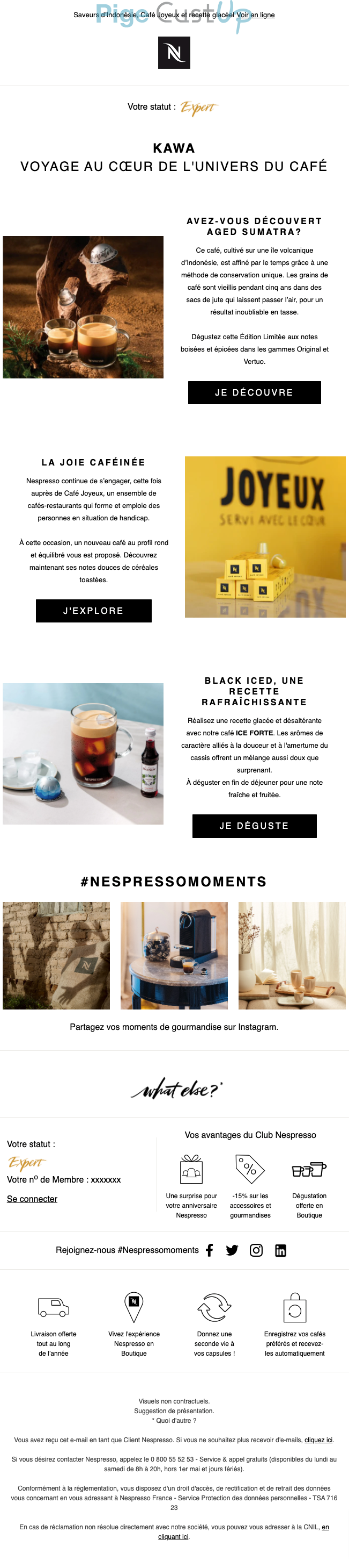 Exemple de Type de media  e-mailing - Nespresso - Marketing relationnel - Newsletter