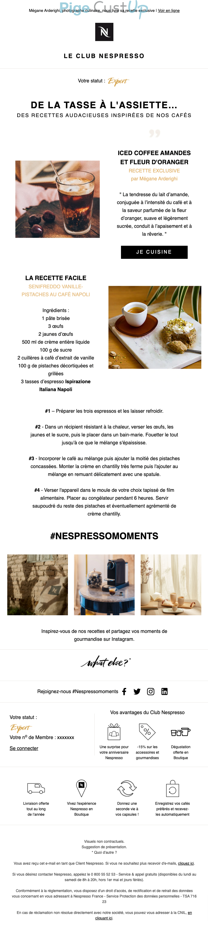 Exemple de Type de media  e-mailing - Nespresso - Marketing relationnel - Newsletter