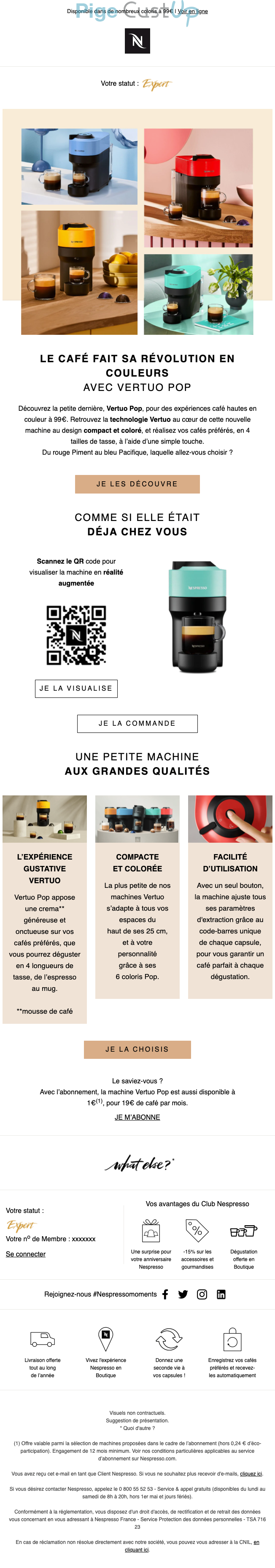 Exemple de Type de media  e-mailing - Nespresso - Marketing marque - Communication Produits - Nouveaux produits